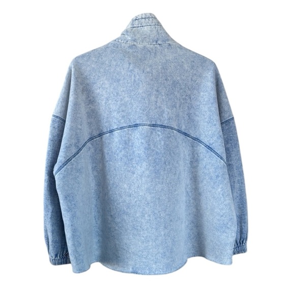 Out From Under 100% Cotton Oversized Blue 1/4 Zip Pullover Sweatshirt Size Small - Picture 2 of 5